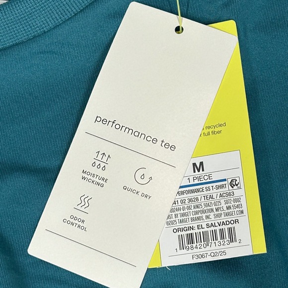 All In Motion Teal Short-Sleeved Performance Tee Shirt Men's Size Medium NWT - Picture 5 of 6